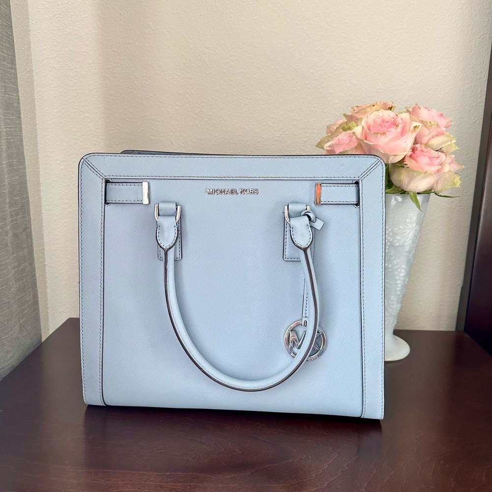 Michael Kors Saffiano Leather Dillon Handbag in Powder Blue